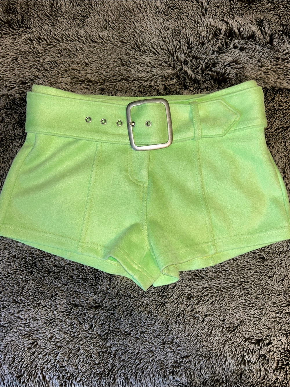 Rare Find, Urban Outfitters Neon Green Belted Stretchy Micro Shorts